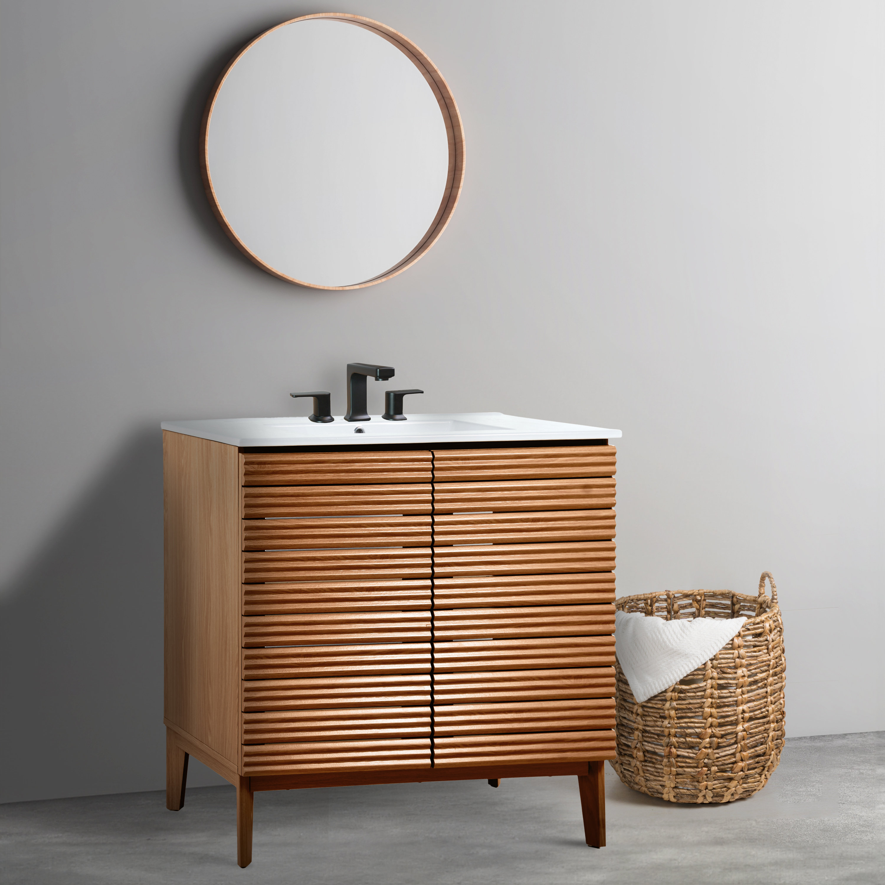 Wood slat clearance bathroom vanity