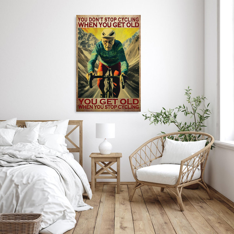 Impression sur toile, "You Get Old When You Stop Cycling" - 1 pièce Rectan, H 14 po x l 11 po x P 1,25 po