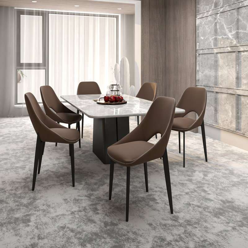 Newsom Modern Curved Open-Back Upholstered Dining Chair with Sturdy Iron Metal Legs, Heavy-Duty 440 lb. Weight Capacity - Perfect for Dining Room, Kitchen, or Vanity