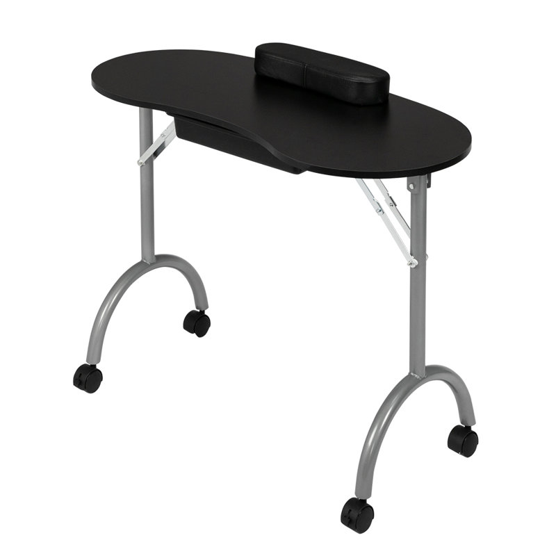 Foxton 90.9cm x 40.1cm Foldable Craft Table with Wheels, Black