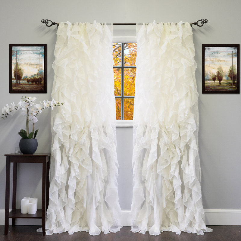 Fulda Semi Sheer Curtain Single Panel, Ivory, 50" W x 108" L