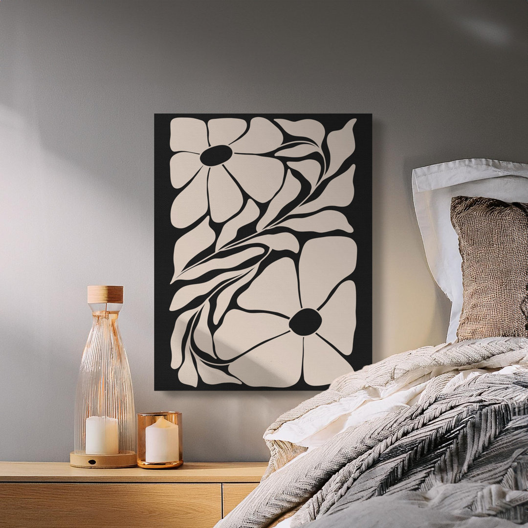 Abstract Floral Canvas Wall Art, Boho Botanical Print, Minimalist Neutral Flower Wall Decor for Modern Home