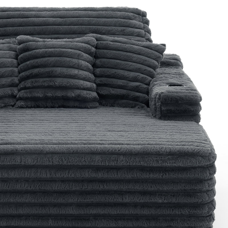 Upholstered Chaise Lounge, Dark Grey