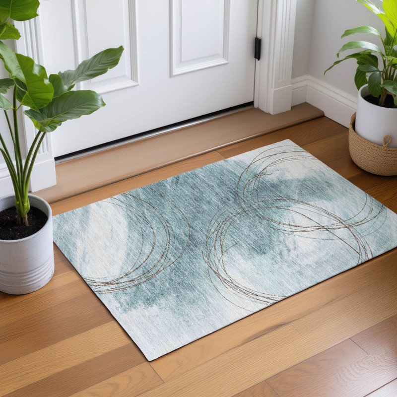 Machine Washable Indoor/Outdoor Chantille ACN2396 Abstract Rug, Rectangle 1'8" x 2'6"