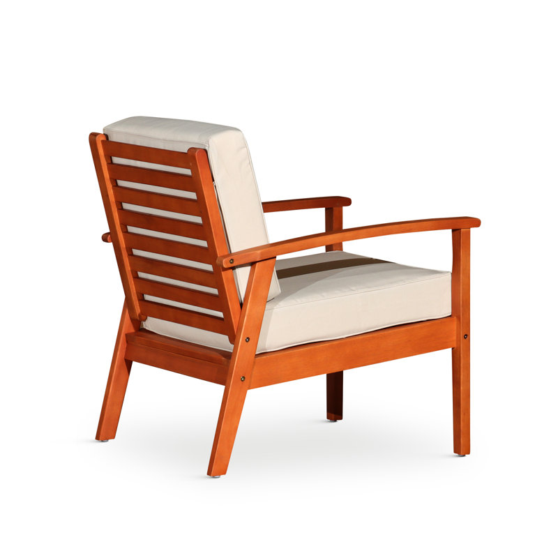 Chaise en eucalyptus avec coussins foncés et résistance à la décomposition, Vert, Naturel