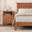 Structure de lit plateforme en bois avec tête de lit à motif en V - Support de lattes, silencieux, rangement sous le lit, brun clair-1913810436