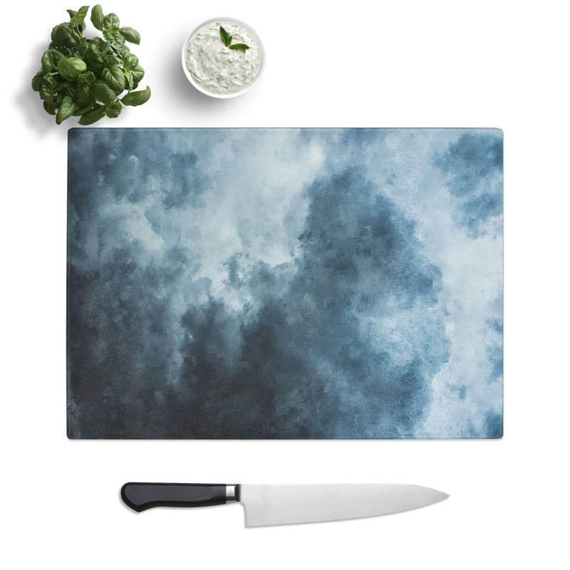 Tempered Glass Clouds Painting Chopping Board, 20 cm x 28.5 cm