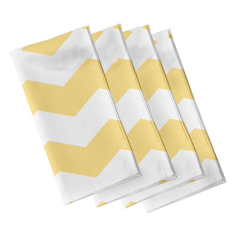 Pemma Polyester Geometric Square Napkin, Lemon, 18" W x 18" L