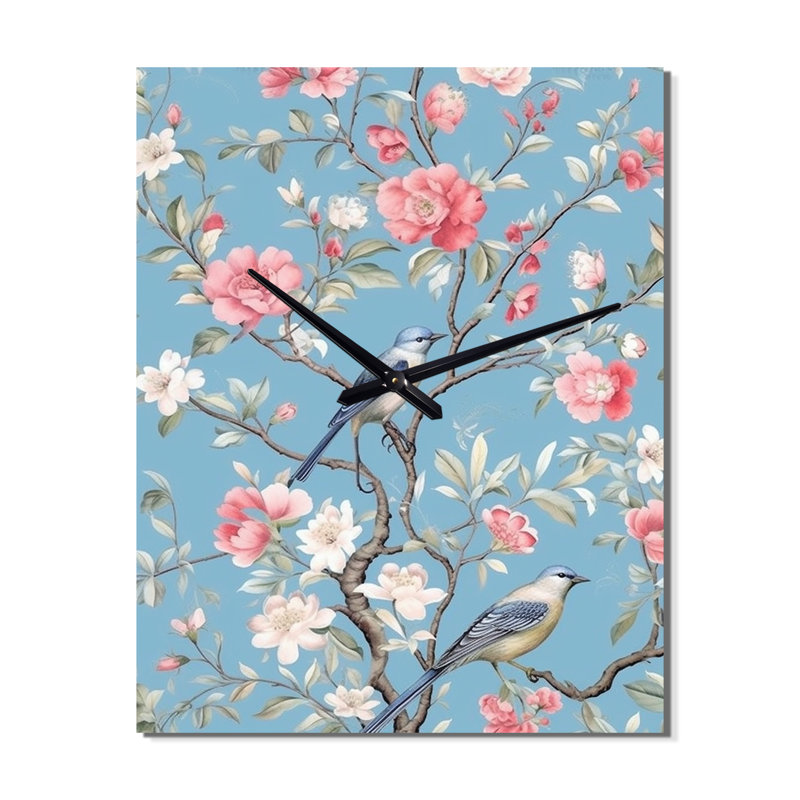 Horloge murale chinoise avec oiseaux et pivoines, Petit
