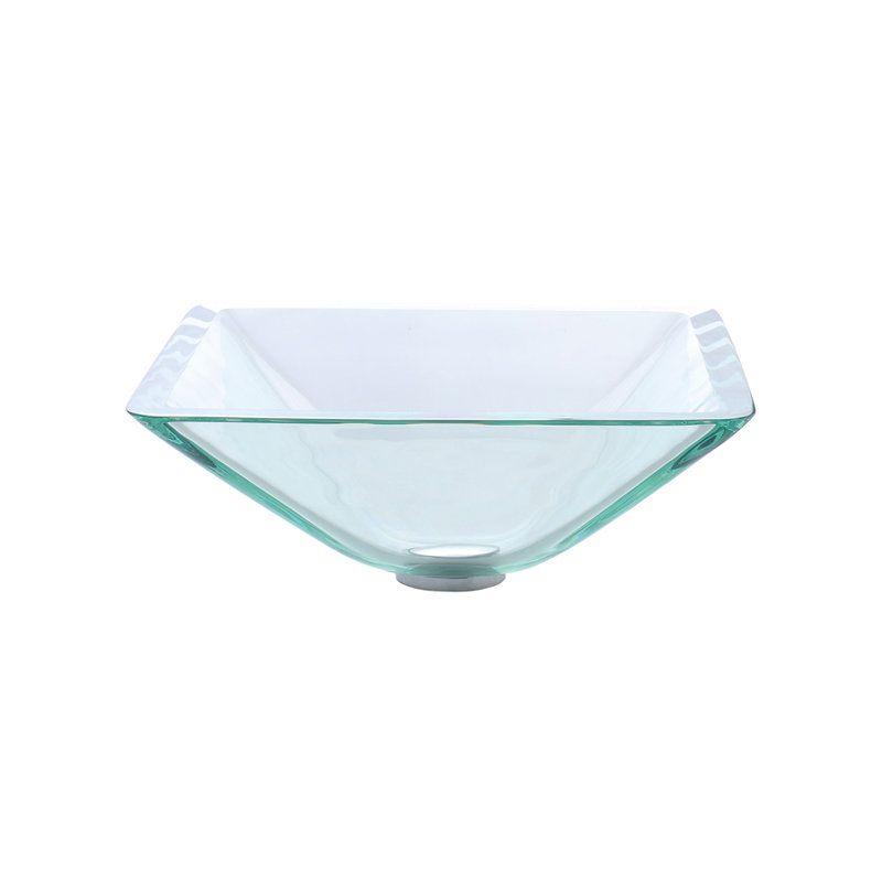 Square Glass Vessel Bathroom Sink, Chrome