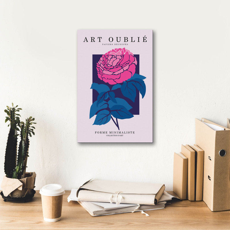 Art mural en toile Trinx «Fuchsia Peony» par Design Fabrikken, 26 po x 40 po, H 18 po x l 12 po x P 0,75 po