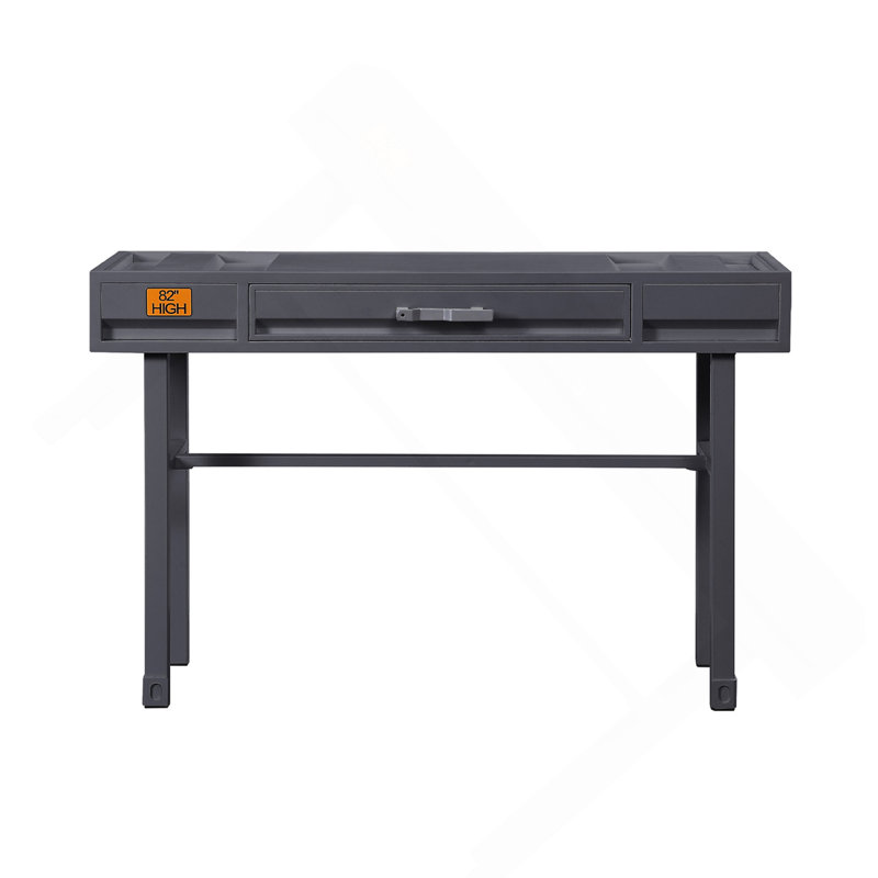Metal Vanity Desk With One Drawer,Gunmetal, Gunmetal