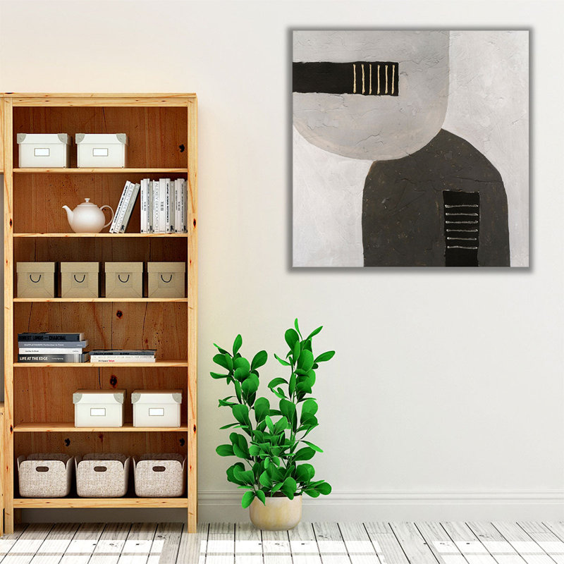 Bedrock Impression II noir et blanc - reproduction d'art sur toile, H 16 po x l 16 po