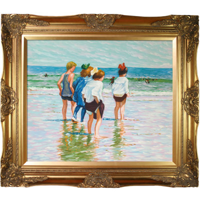 « summer day, brighton beach » par edward henry potthast, peinture sur toile encadrée