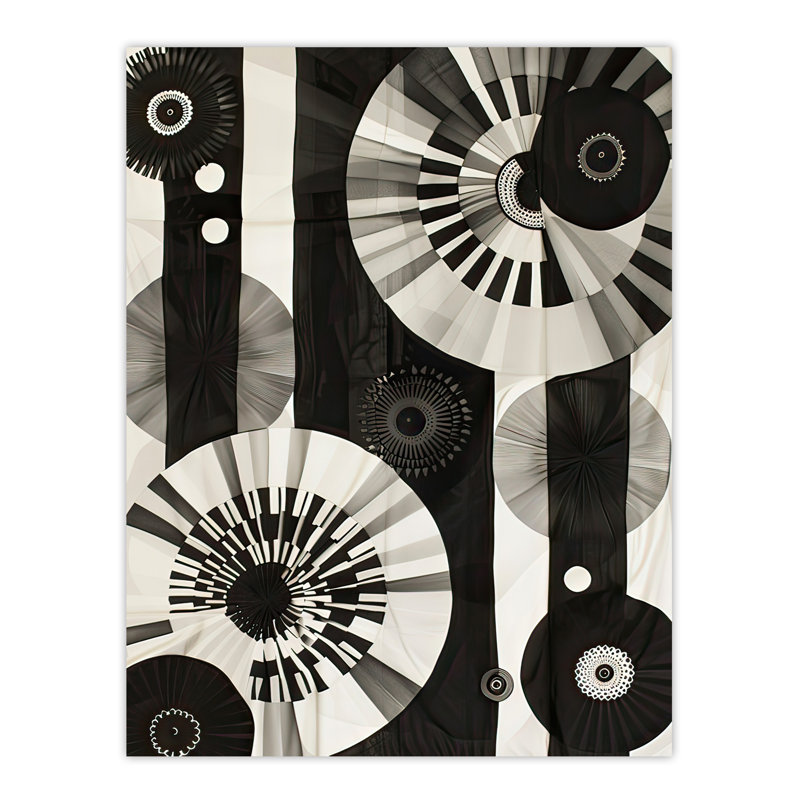 Geometric Black Circle Stripe Patterns Wall Art Print