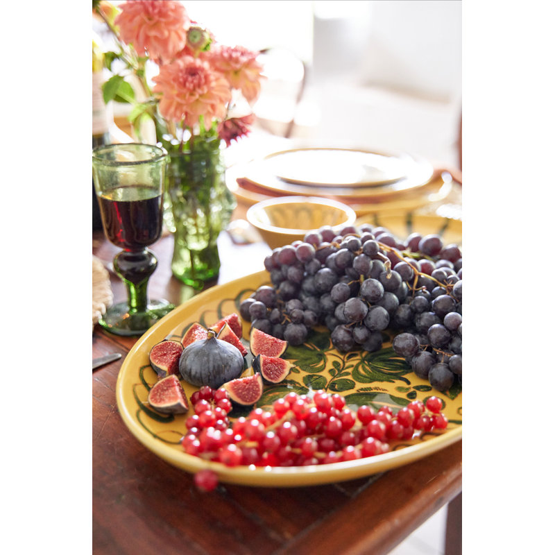 Amalfi Oval Serving Tray - Lime - 15.7" x 11", Mustard