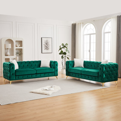 Canapé de salon moderne en velours avec cadre en bois massif et pieds en métal, 4 coussins, meubles d'appoint pour le salon, le bureau et le bureau