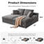 Canapé-lit double surdimensionné sans structure de 78,7 pouces pour intérieur, en velours côtelé modulable, avec assises profondes à double couche, canapé-lit sans cadre avec 4 coussins, aucun assemblage requis (gris)-1094698066