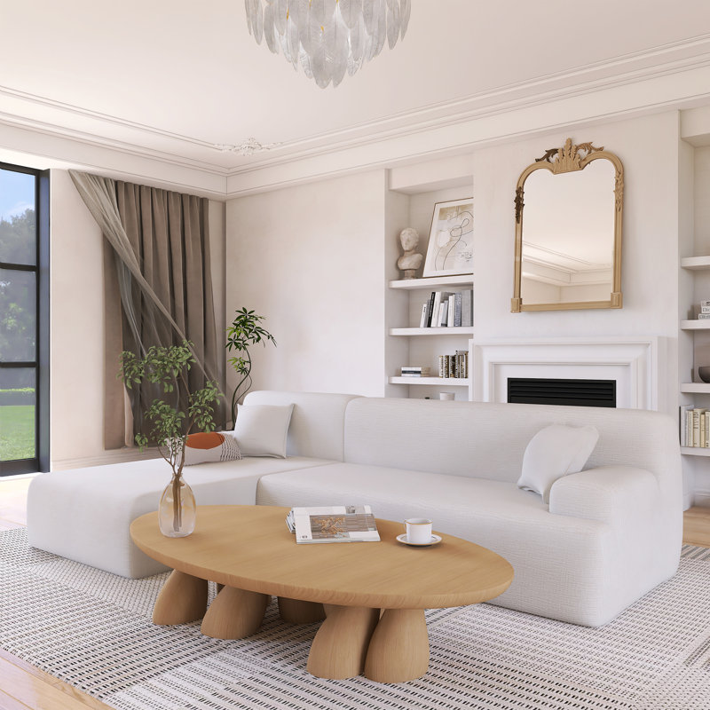 Grand canapé modulaire moderne en L pour salon, Beige