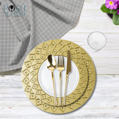 Posh Setting 420 Piece White And Gold Plastic Party Bundle - Imperial (60 Settings)