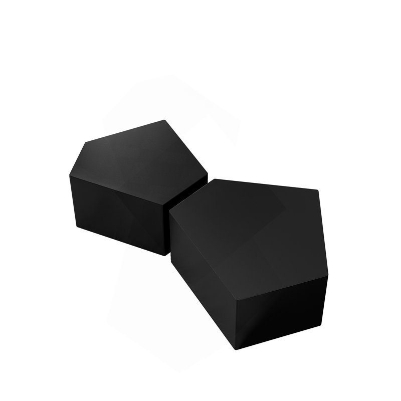 Irregular Pentagon Nesting Coffee Table Set, Geometric Coffee Table Set, Side Table Set, Black