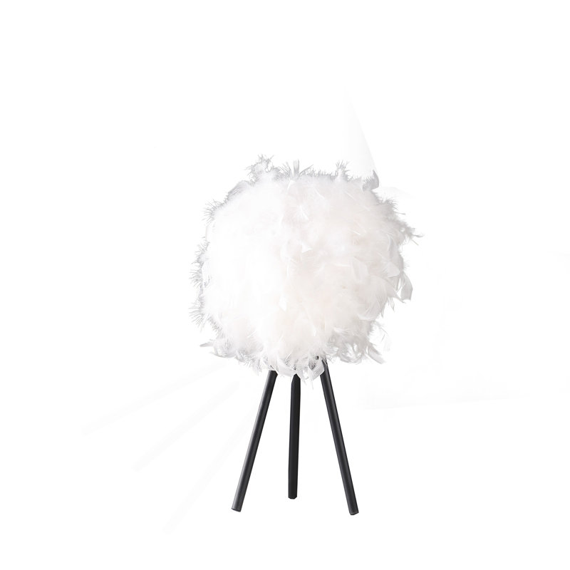 Lampe de table moderne en métal avec abat-jour 20,5 po, Noir, Blanc