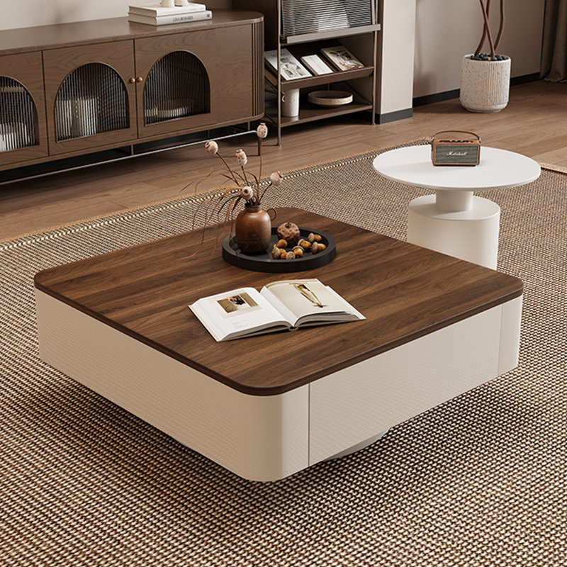 Minimalist Square Coffee Table Set, White, 13" H x 31.5" L x 31.5" W