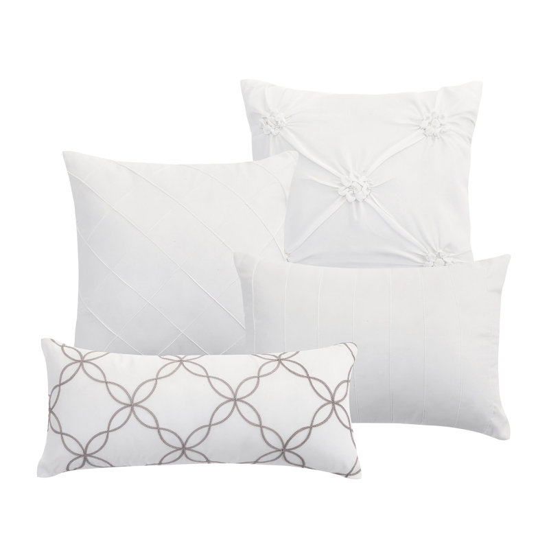 Box Stitch Abstract Comforter, White, California King Comforter + 4 Additional Pieces