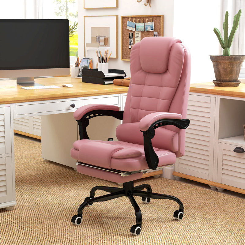 Fauteuil de massage vibrant à 7 points, fauteuil d'ordinateur à haut dossier avec support lombaire, repose-pieds, dossier inclinable, hauteur réglable