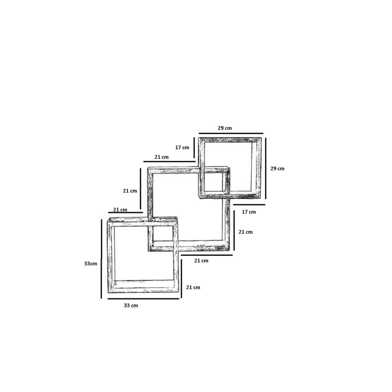 Tablette décorative 6 pièces Ajani, Chêne