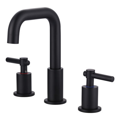 8 In. Widespread Double Handle Bathroom Faucet With Pop-Up Drain Kit Included And Supply Lines