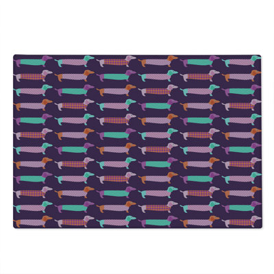 Ambesonne Dachshund Cutting Board Large Sixties Style Puppy Multicolor