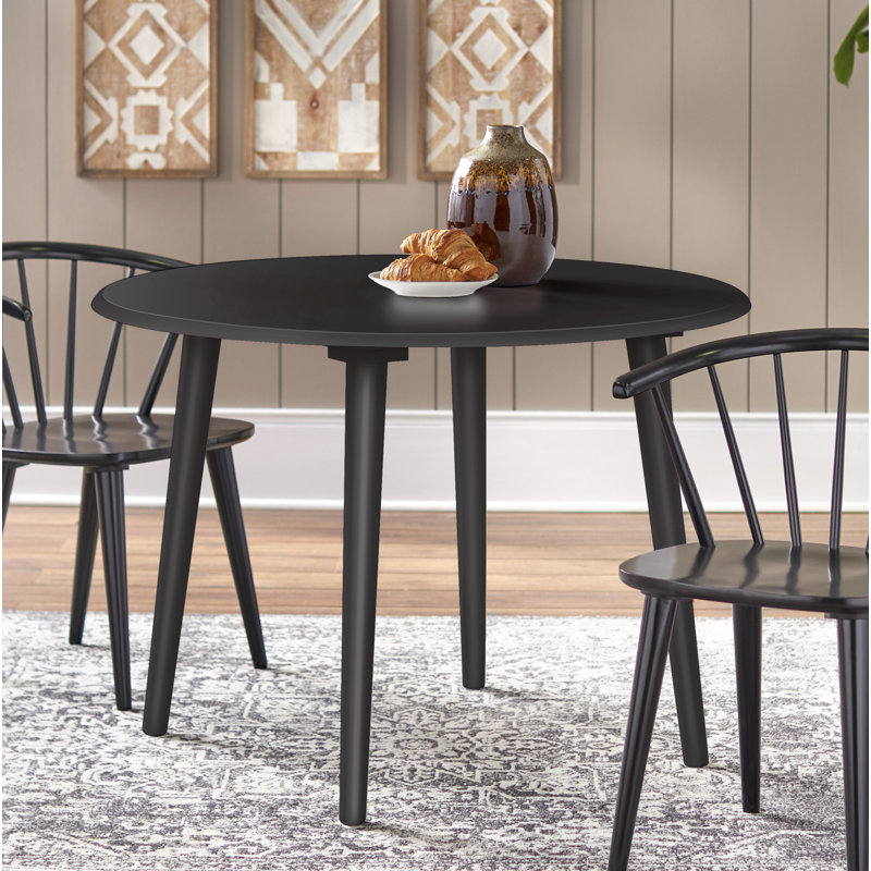 Table de salle à manger en bois massif de 42 po Demi-Lee, Noir