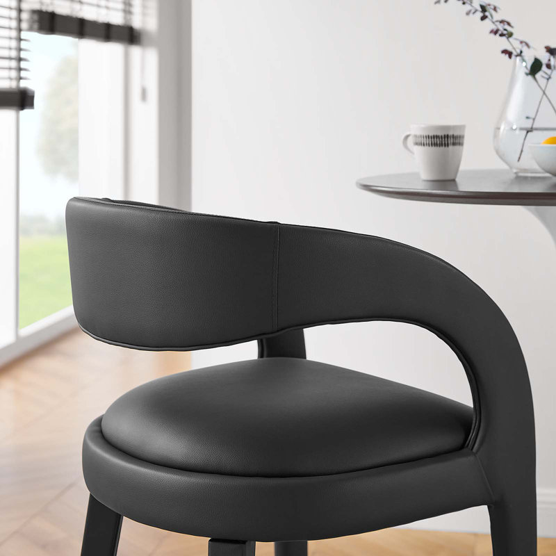 Modway Pinnacle Upholstered Stool, Black, Black