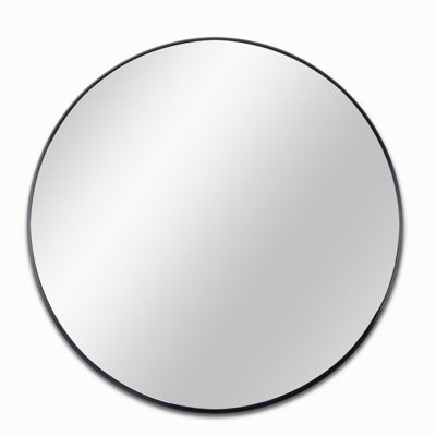 Black 32 IN Metal Round Mirror