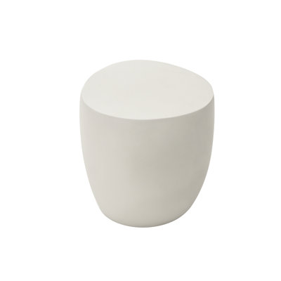 Elementi Home Ikaria 19" Egg-Shape Cream White Concrete Side Table for Indoor and Outdoor Use by Elementi