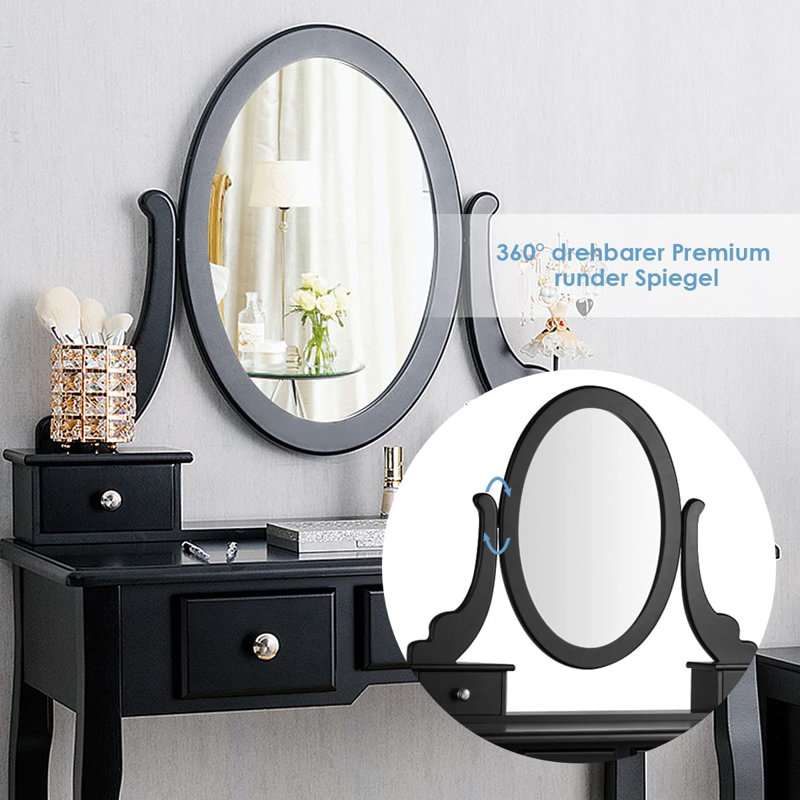 Canipe Dressing Table with Mirror, Black