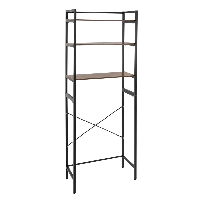 Hidemasa Iron Floor Stand Bathroom Shelves, Black/Brown