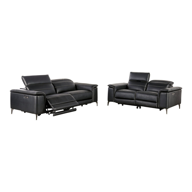 Ensemble de salon 3 pièces Chelita, Noir, 2 Pieces: 2 Loveseats