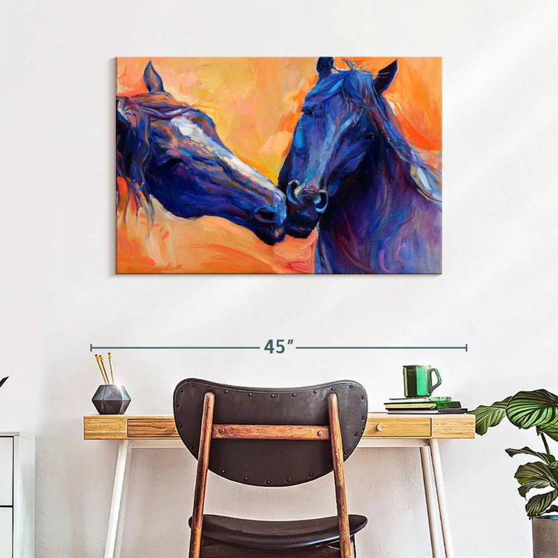 Brampt Blue Horses, 26" H x 39" W