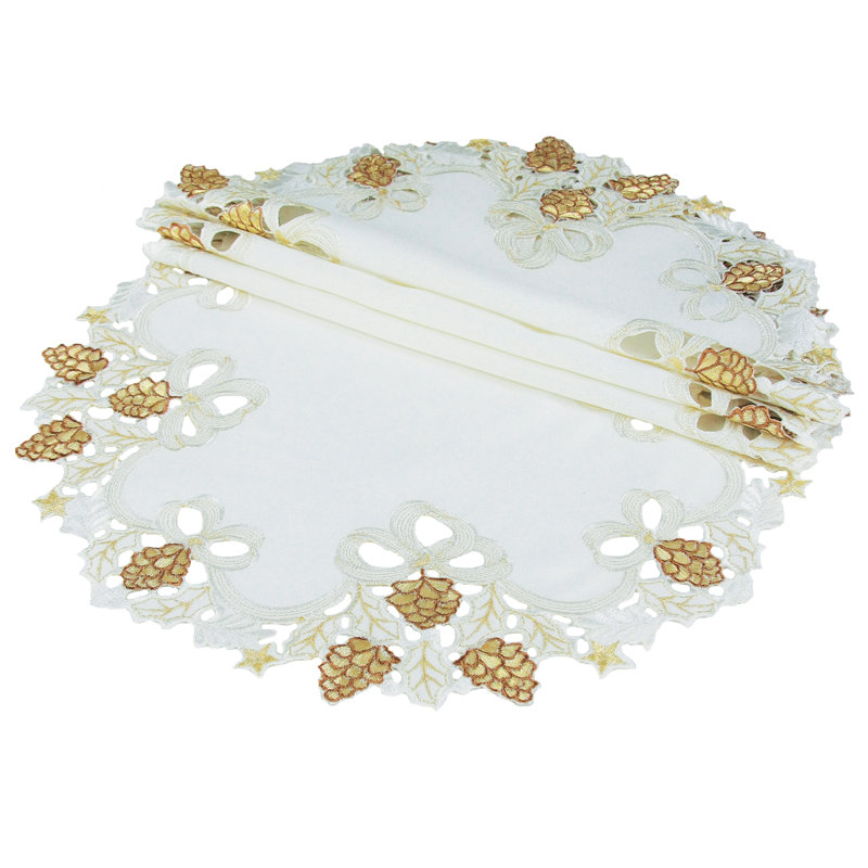 Doilies à nappe brodé Gilded Pines, L 12 po x l 12 po