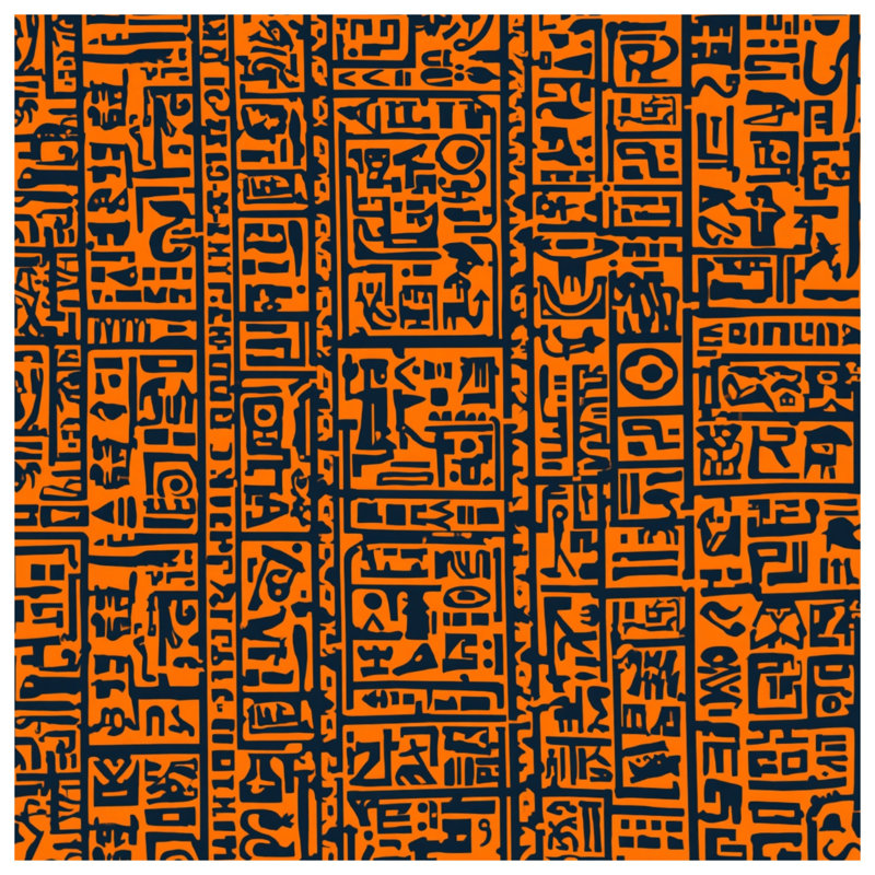Orange Hieroglyphic Symbols Comforter, Queen