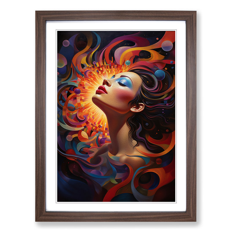 Single Picture Frame Print on Wood, Walnut Framed, 34cm H x 25cm W