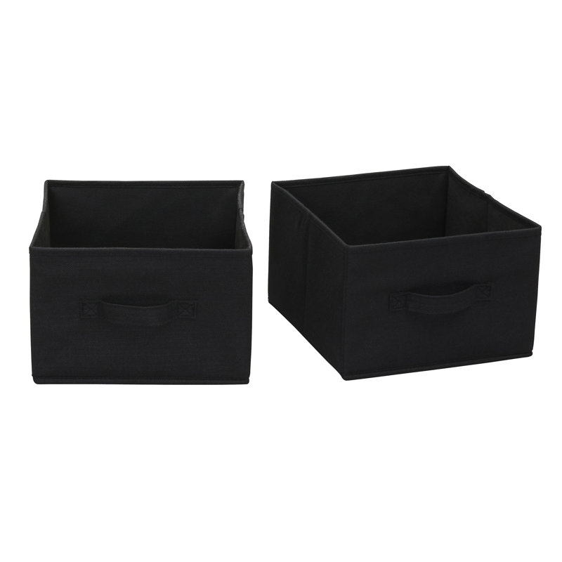 Ensemble de tiroirs larges en poly noir avec cadre en carton, Noir
