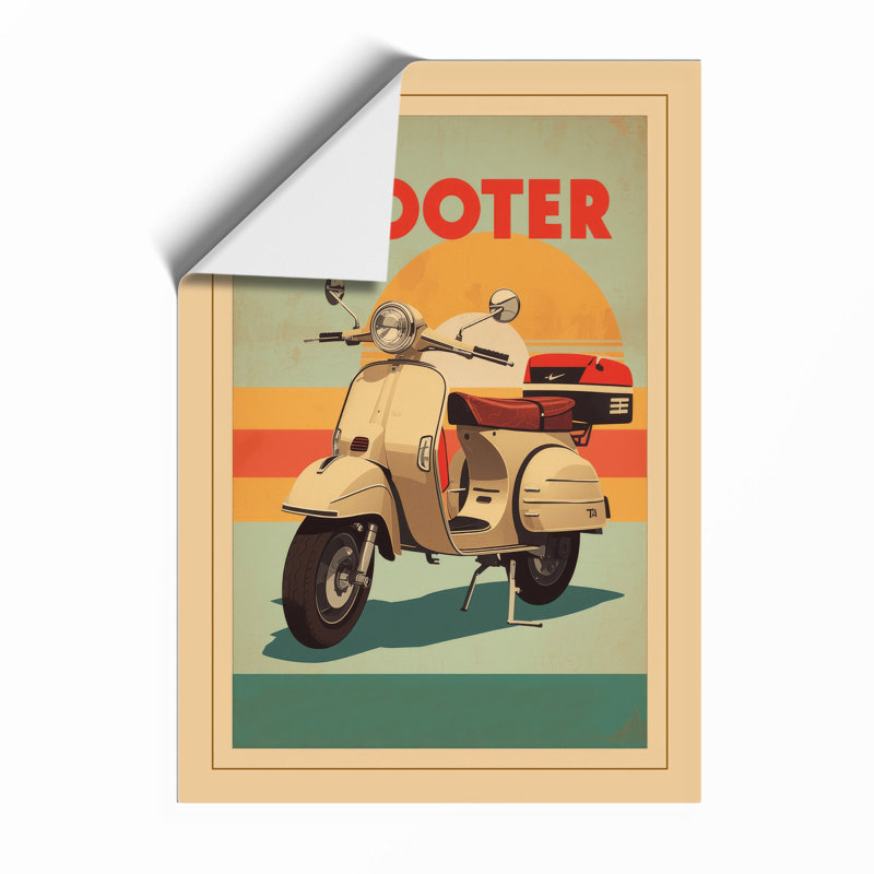 The Scooter Retro - Framed Print, A3 - 42.0 x 29.7 cm, Unframed