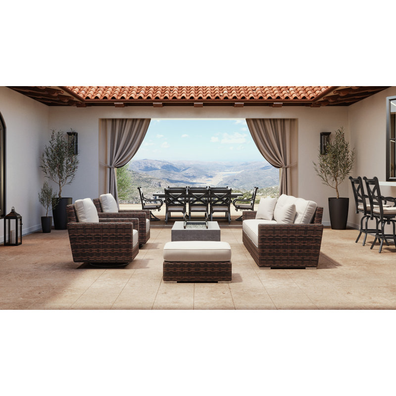 Montecito Outdoor Ottoman, Canvas Granite Sunbrella® Canvas