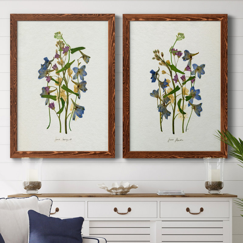 Pressed June Arrangement I - Ensemble de 2 peintures sur toile encadrées, H 31,5 po x l 47 po x P 1,5 po, Brun