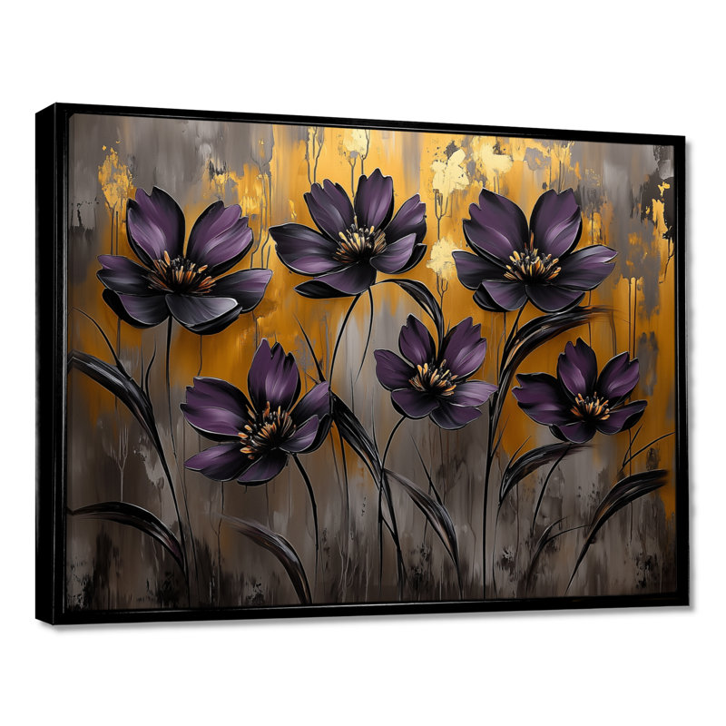 Doré mauve chardon fleurs chanson harmonie II - chardon, art mural, H 34 po x l 44 po, Floater Framed Print