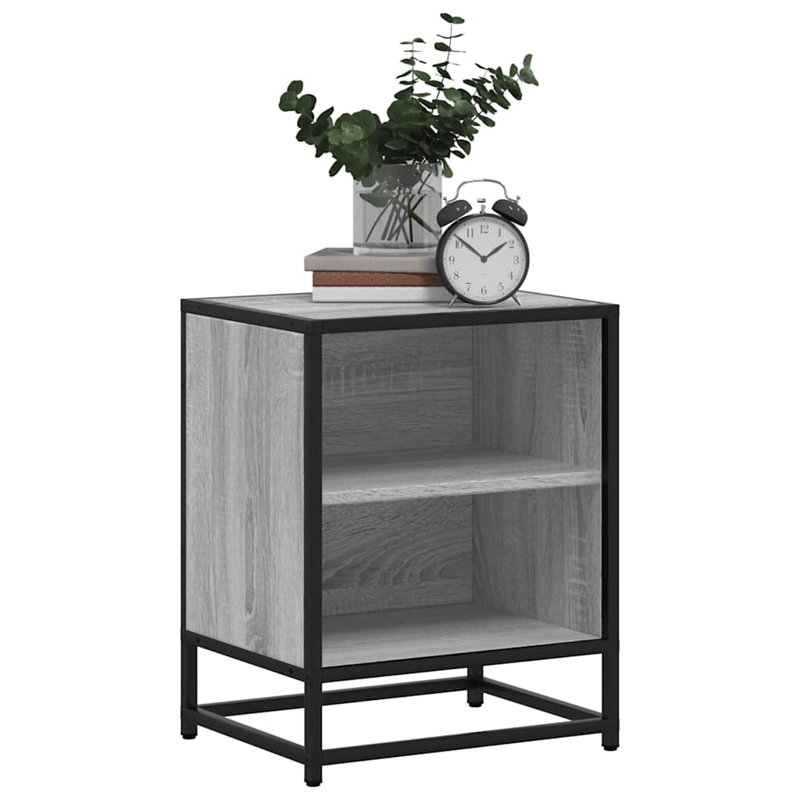 40cm W Metal Bedside Table, Grey Sonoma, 2