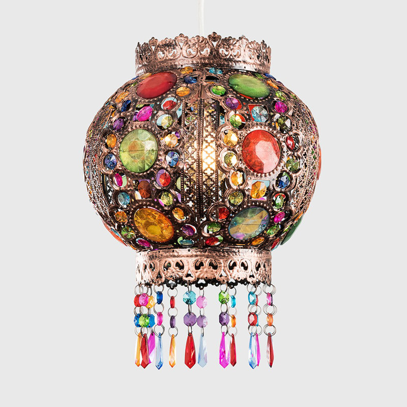 35.5cm H Metal Round Pendant Shade ( Slip-On ) in Brown